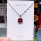Tanhai's new sterling silver high-end ruby four-leaf clover necklace for women zircon exquisite diamond simple clavicle chain pendant trend 925 sterling silver red four-leaf clover necklace