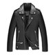 JUSHAO Trendy Herren Lederjacke Herrenleder Jacke koreanischer Stil Slim Short Youth Motorcycle Lederjacke Herrenmode W79 Schwarz 2xl