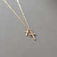 Xuecong Korean pure 14K necklace simple mini inlaid zircon cross pendant slim mini K gold clavicle chain necklace 14K gold