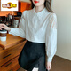 
First-diameter embroidered cotton shirt for women 2025 autumn new fashion embroidered white shirt loose versatile long-sleeved top CY9227 White M [Suggested 96-110Jin [Jin equals 0.5 kg]]