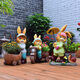 Yimingyuan Garden Decorative Courtyard Ornaments Outdoor Cartoon Rabbit Flowerpot Park Lawn Creative Simulation Animal Landscape Sculpture H20537