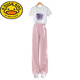 G.Duckkids Little Yellow Duck Girls Summer Anzug 2024 Neue modische koreanische Version 12-jährige Mädchen Kleidung Casual Zweiteiler 15029 Pink + 9889 White 160 cm (160 cm)