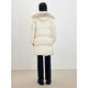 PeaceBird Women's Fox Fur Collar Mid-Longgent Down Down Down para mujer Botón de pan de cuerno cálido suave con capucha de mujer Beige M
