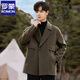 ROMON double-sided wool coat men's autumn and winter thickened woolen windbreaker short high-end suit woolen coat men's card green M 125-145Jin Jin equals 0.5 kg