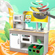 Hape kitchen toys, 3-6 year old children playing house, wooden simulated cooking kitchen storage, parent-child interactive toys, electric whirlwind cooking and fried kitchen luxury version E3177