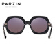帕森（PARZIN） 偏光太阳镜女 复古板材驾驶镜女大框修脸潮墨镜 9740 黑框石纹腿