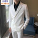 Jason's business suit men's high-end casual commuting formal design handsome young man's wedding small suit jacket white (suit + shirt + pants) L