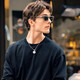 
Mr. Bu Bu’s thin base sweatshirt for men’s silhouette round neck pullover body 2025 new product KT15685 graphite black 2XL /185