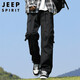 JEEP SPIRIT Jeep overalls men's autumn and winter loose casual pants men's outdoor straight pants men's pants black 2XL