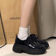 ZCVRR Dicke Ferse kleine Lederschuhe für Frauen in 2025 Frühling und Herbst neue Single -Schuhe Japanisch JK Uniform mit Rock Dicke Sohle Gloss Black 38 (240 mm)