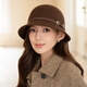 Tilburg star's same style hat for women in autumn and winter, elegant and versatile bucket hat for women, high-end warm wool fisherman hat for women, dark coffee color, 100% Australian fine wool M (56-58cm)