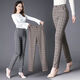Langwei Ferri Plaidhose für Frauen Frühling und Herbst Neue Frauen mittleren Alters mittleren Alters und elastischer schlanker Graugitter [Elastische Taille] 983# Fleece L [105jin [Jin entspricht 0,5 kg] ~ 115jin [Jin entspricht 0,5 kg]]
