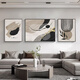 Landscape color high-end living room decoration painting modern art office triptych black and white abstract sofa background wall hanging painting Huatian Hexu C left and right 50*70 middle 100*70cm aluminum alloy frame + crystal porcelain painting