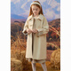 Disney Girls' Woolen Coat Autumn and Winter New Style Western Style Large Children's Woolen Coat Thickened Cotton Mid-Length Winter Clothes Beige Single Layer Lining 120