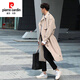 皮尔卡丹（pierre cardin）新款风衣男中长款韩版春秋季潮流宽松过膝大衣英伦风外套男2024 浅棕色【复合】 加厚 XL
