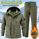 Autumn and winter plus velvet work clothes set three-in-one mountaineering outdoor hooded work clothes warm and thickened cold-proof work clothes 9920 gray plus velvet suit [Waterproof] XL 175 size [120-140Jin [Jin equals 0.5 kg]]