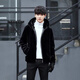 Manxinan new mink coat men's imitation mink hair Haining winter leather coat mink fur short hooded coat black lapel plus cotton 5XL recommended 180 to 200Jin Jin equals 0.5 kg