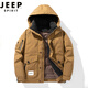 JEEP SPIRIT羽绒冲锋衣男冬季加绒加厚户外棉服时尚休闲服时尚大口袋夹克外套 9871黑色 L（110-130斤）