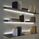Creative wall rack aluminum alloy LED light luminous shelf storage rack hanging wall creative with light built-in book and wine rack gold black 800MM external power supply