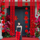 Lishi Boda de la boda al aire libre Banner Diseño Balcón Lahua House rural de la casa de boda colgada Decoración de bodas al aire libre [Total de 684 cm Long Strips] Villa Patio Diseño B