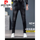 
Pier Cardin printed versatile embroidered jeans men's pattern personalized hot diamond trendy embroidery fashion brand Korean slim pants A689 black 31