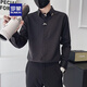 罗蒙（ROMON）高级感长袖衬衫男士潮牌春夏季衬衣套装2025痞帅男装潮流百搭修身 T61黑色短*袖衬衫+黑色西裤 高质 XL