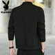 Playboy (PLAYBOY) jacket men's coat men's autumn and winter tops casual trendy slim baseball uniform black XL