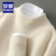 ROMON first-line ready-to-wear 100% pure cardigan men thickened business sweater men base shirt men loose knit sweater men camel color [half turtle neck-826] XL