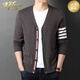 MHEF Light Luxury Herren Stricker Strickjacke Frühling und Herbst Wolle Jacke Solid Color V-Neck Pullover Herren Outerwear Trendy Herbst Top Black S 165