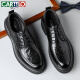 Cartelo Britisch-handgekämpfte Lederschuhe für Männer Geschäfte weiche Cowhide Herrenschuhe Formale Schuhe Herrenlederschuhe 9758 Schwarz 40