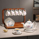 Yanze New Chinese Tea Set Living Room Light Luxury High-end Afternoon Tea Teapot Teacup Complete Gift Box Cup Set Blossoming Silver Gray 15-piece Set-Hanging Rack