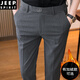 JEEP SPIRIT autumn and winter gray casual pants for men business slim suit pants for small feet nine-point trousers plus velvet trousers trendy 723 plus velvet-medium gray 9-point trousers 30 Weight 110Jin[Jin equals 0.5 kg]-119Jin[Jin equals 0.5 kg]