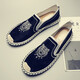 Ruiyang fisherman shoes men old Beijing cloth shoes men spring casual Chinese style embroidery fisherman barefoot wearing linen one foot MX9902 green 40 standard casual shoe size