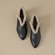 Asamachi winter 4.5cm top layer sheepskin fur boots warm lambswool pointed toe thick heel short boots women's fashion ankle boots black 35
