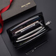 Pier Cardin Herren Handtasche Geschäft Langes Kuhpferds Brieftasche Reißverschluss Ticket Clip Wallet Clutch Geschenkbox für Freund Dad Geschenk Geschenk, um Reichtum und Segen anzuziehen