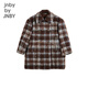 Jnby by JNBY Jiangnan Buyi Kinderbekleidung Winterwolle Wollmantel Warm mittellang kariert Mädchen Kinder 1N0810170 978 Blauer Kaffee gestreift 100 cm