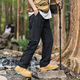 Sumpfgebiet Outdoor Mountaineering Herren Workwear Frühling und Sommer dünne lose geradlinige Ladung Casual Ice Seidenhose WS003 Schwarz XL