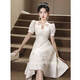 
Seidler evening dress light luxury niche high-end engagement white daily wearable beautiful princess dress adult gift girl host off-white XL (recommended 116-125 Jin [Jin equals 0.5 kg])