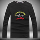 Jane Mas Paul Italian Shark Men's T-shirt Spring and Autumn New Mercerized Cotton Round Neck Long Sleeve T-shirt Men's Letter Print Base Shirt Men Blue-7003 M (110Jin [Jin equals 0.5 kg] to 130Jin [Jin equals 0.5 kg])