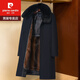Pierre Cardin middle-aged and elderly dad winter coat men's sheep wool coat 50 years old 60 years old grandfather 70 long style over the knee plus velvet thickening navy blue L 175 recommended (recommended 110-130 Jin Jin equals 0.5 kg)