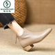 Woodpecker 4.5cm Genuine Leather Pointed Toe Thick Heel Short Boots for Women Comfortable Soft Sheepskin 2025 Autumn Ankle Boots Short Ankle Boots Khaki 37