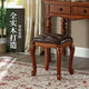 Jianglaiyi American Dressing Stool Bedroom Solid Wood Dressing Stool Home Retro Piano Stool European Makeup Stool Manicure Stool Solid Wood Leather Square Stool/Retro Brown Leather/47cm Sitting Height