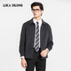 Luca Dilon 100% Sheep Autumn and Winter Wool Jacket Double-sided Nylon Warm Casual Versatile Jacket Dark Blue L 50