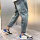 Yirancheng Chengpin Jeans Men's Carrot Pants New Summer Loose Harlem Pigs Handsome Nine-point Ripped Loose Breathable Pants Men Blue 2XL [Suggested 150-165 Jin [Jin equals 0.5 kg]]