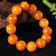 Holy glass is similar to natural chicken fat, yellow old beeswax bracelet, large amber Buddha bead bracelet for men and women, floating in salt water and fluorescent, bead diameter 16mm, 14 beads