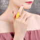 Shiqian amber beeswax ring for women, natural amber raw stone old honey chicken oil yellow beeswax ring 925 silver gold plated