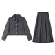 Vanciman wears a complete set of gray wool suits for women 2024 new cotton jacket skirt two-piece set M9871 gray S