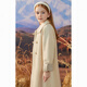Disney Girls' Woolen Coat Autumn and Winter New Style Western Style Large Children's Woolen Coat Thickened Cotton Mid-Length Winter Clothes Beige Single Layer Lining 120