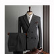 Walker Shop-Anzug Herrenfarben koreanischer Stil Slim Double Breasted Business Formal Wear Casual Bankett Bräutigam Hochzeitskleid Schwarz (Top + Weste + Hosen) XL /52