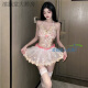 Campo de encaje para mujeres Uniforme de boda sexy Seductor Transparente Transparente Princesa Princesa Pajama Set 3294 White más medias de una sola talla 80-130Jin [Jin es igual a 0.5 kg]